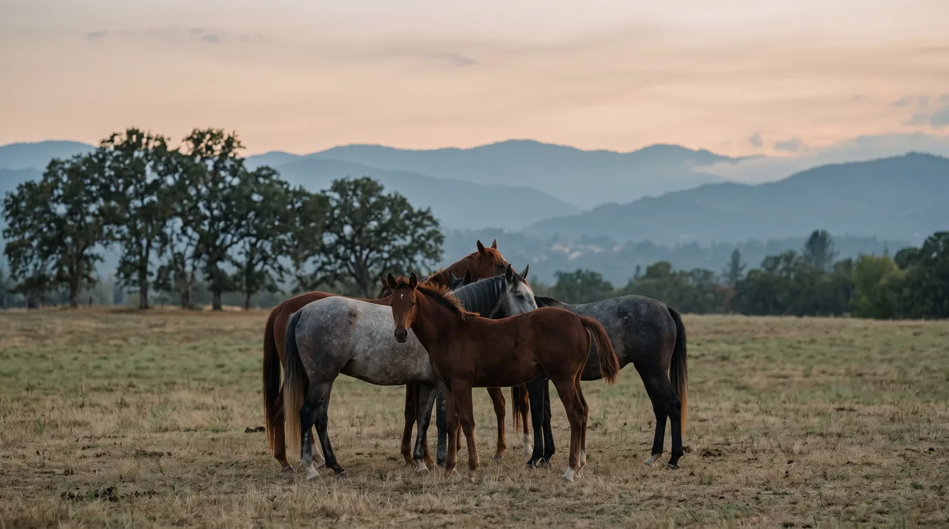 Chevaux en liberté, Élevage des Oirées, Rhône